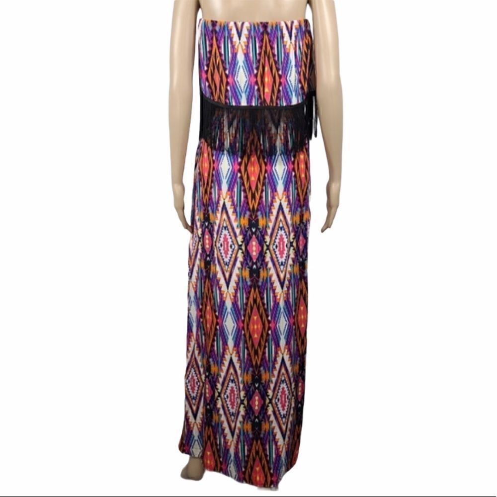 Justify Multi Color Fringed Maxi Dress - Picture 4 of 11